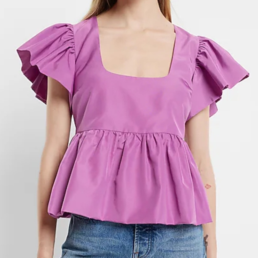 XS purple square neck Babydoll Top